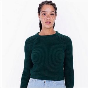 Pine green cropped American apparel fisherman knit